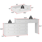 Commode et coiffeuse blanches, solution de rangement polyvalente, bureau en cristal