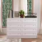 Commode et coiffeuse blanches, solution de rangement polyvalente, bureau en cristal