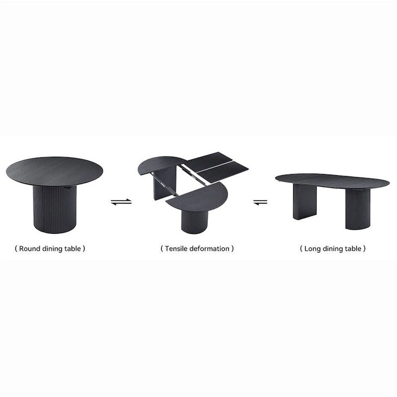 Table de salle à manger ovale extensible avec plateau solide - Non applicable