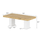Table de conférence en bois avec piètement blanc, table de réunion, bureau d'ordinateur