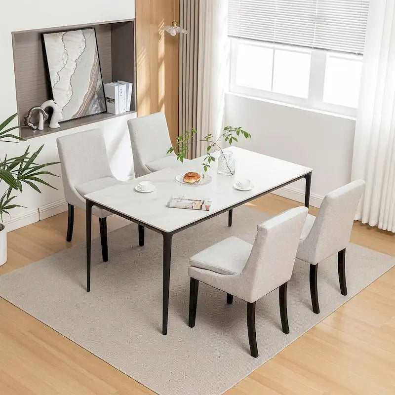 Chaises de salle à manger modernes sans accoudoirs, lot de 2, avec pieds en bois massif, idéales pour la cuisine et la salle à manger.