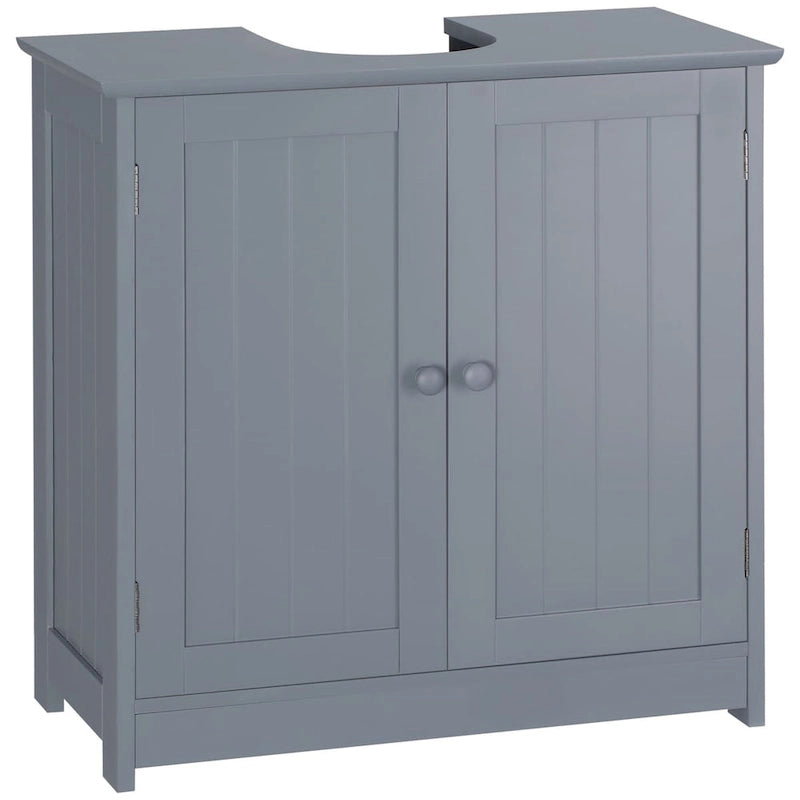Under Sink Bathroom Cabinet with 2 Doors and Shelf, Pedestal Sink Bathroom Vanity Cabinet, Gray