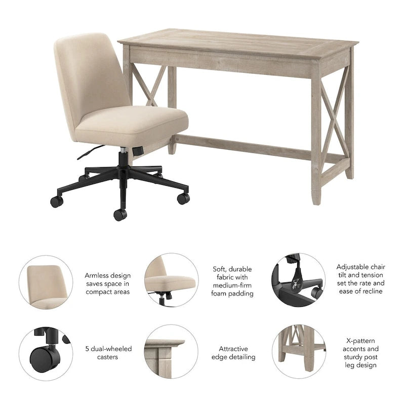 Ensemble bureau et chaise Bush Furniture Key West 48 po x 24 po