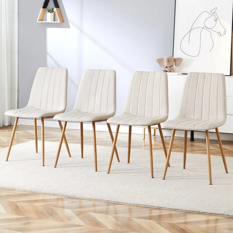 Linen Upholstered Metal Leg Side Chair (Set of 4)