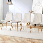 Linen Upholstered Metal Leg Side Chair (Set of 4)