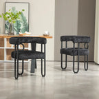 Chaises de salle à manger d'appoint contemporaines, revêtues de chenille et de cuir (lot de 2).
