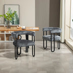 Chaises de salle à manger d'appoint contemporaines, revêtues de chenille et de cuir (lot de 2).