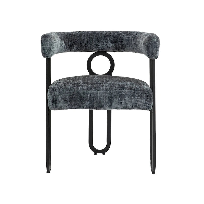 Chaises de salle à manger d'appoint contemporaines, revêtues de chenille et de cuir (lot de 2).