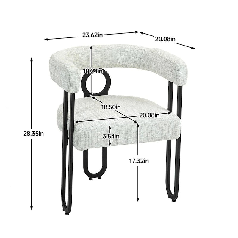 Chaises de salle à manger d'appoint contemporaines, revêtues de chenille et de cuir (lot de 2).