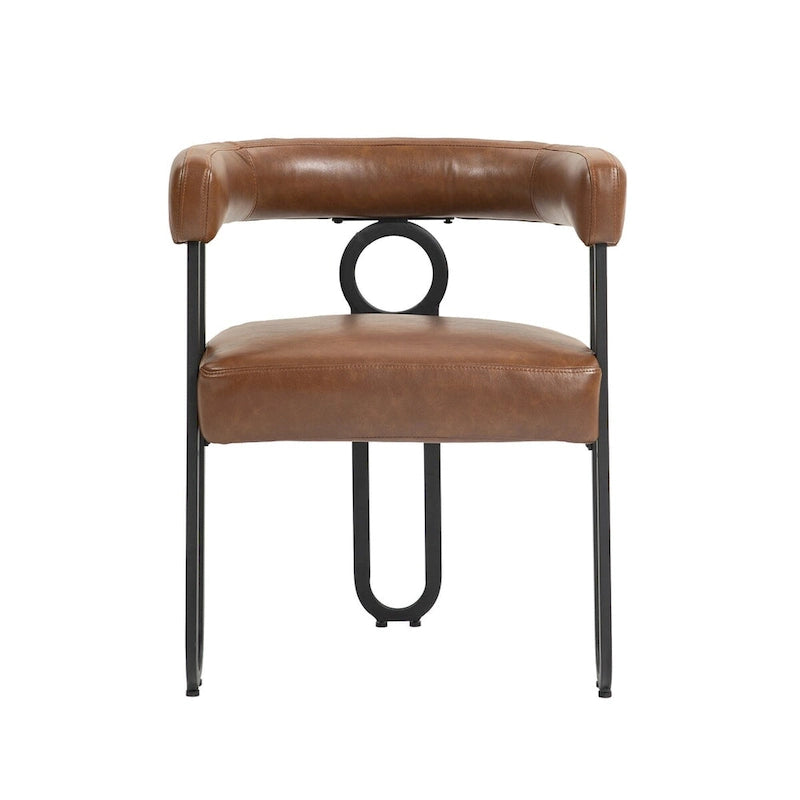 Chaises de salle à manger d'appoint contemporaines, revêtues de chenille et de cuir (lot de 2).