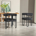 Chaises de salle à manger d'appoint contemporaines, revêtues de chenille et de cuir (lot de 2).