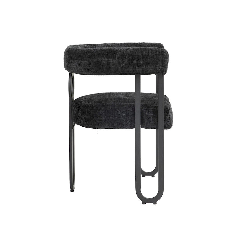 Chaises de salle à manger d'appoint contemporaines, revêtues de chenille et de cuir (lot de 2).