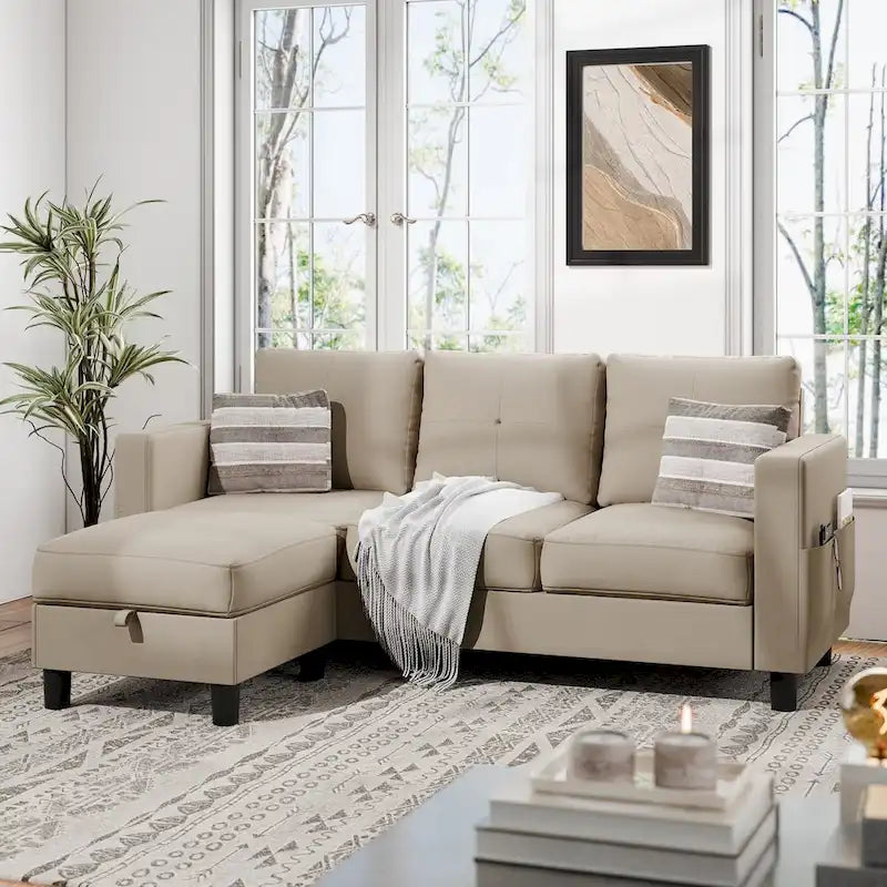 Canapé d'angle convertible Futzca, canapé en forme de L